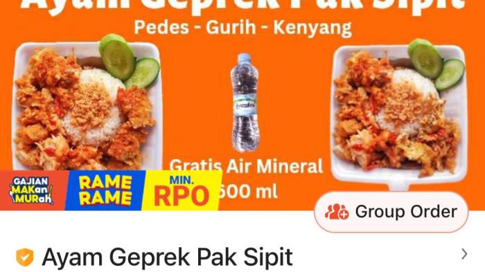 Shopeefood Ayam Geprek Pak Sipit