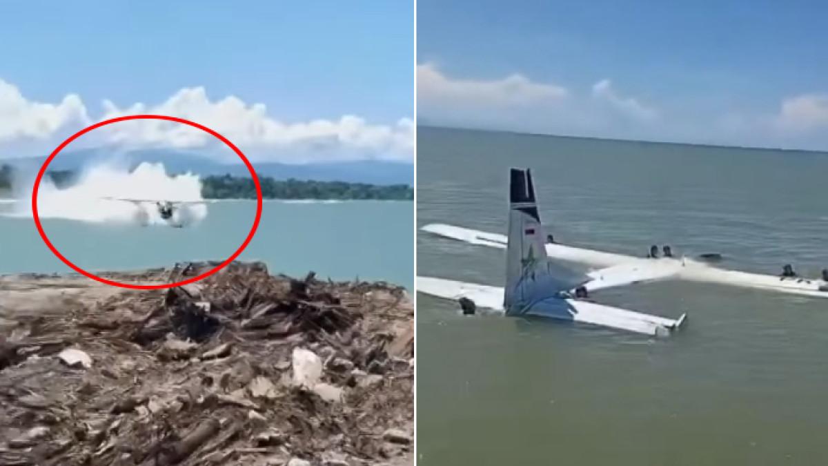 PESAWAT MENDARAT DARURAT - Pesawat Smart Air mendarat darurat di Pantai Nabire, Selasa (27/1/2026)