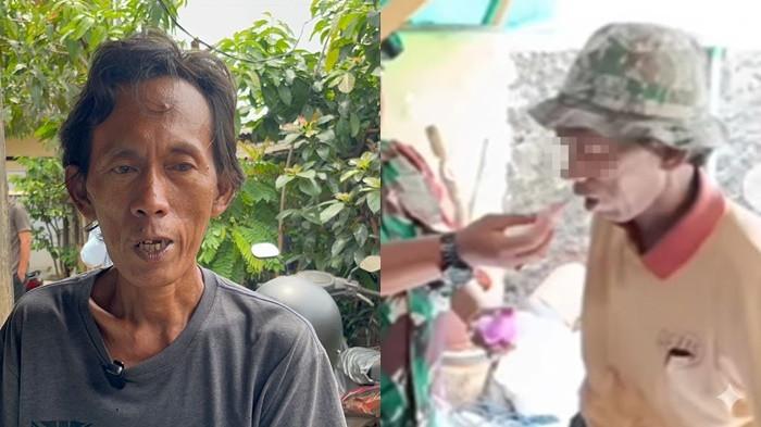 PEDAGANG ES - Suderajat (49), pedagang es kue jaman dulu (jadul) berbahan spons atau busa di wilayah Utan Panjang, RT 010/RW 05 Jakarta Pusat kini mengaku trauma untuk kembali berjualan.