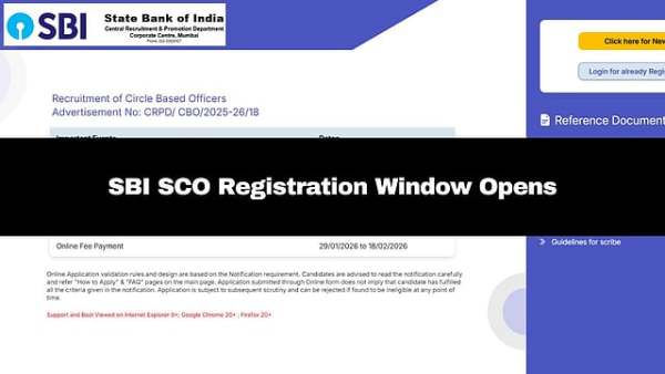 SBI SCO 2026: Registration Process Starts At sbi.co.in; Check Eligibility Criteria Here