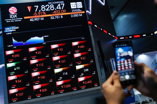 Pengunjung memotret layar digital pergerakan Indeks Harga Saham Gabungan (IHSG) di Bursa Efek Indonesia, Jakarta, Kamis (29/1/2026). Foto: Asprilla Dwi Adha/ANTARA FOTO