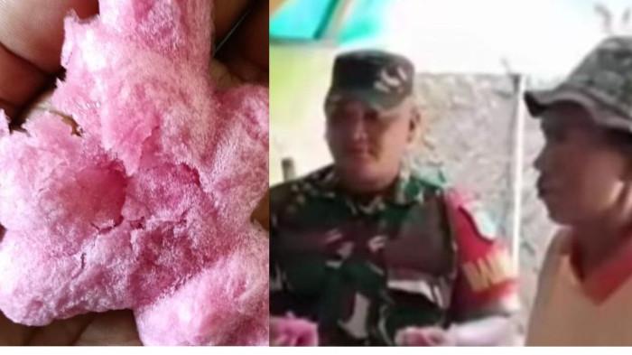 ES JADUL - (kiri ke kanan) Tangkap layar momen Kakek Suderajat didatangi aparat yang mengklarifikasi soal tudingan jualan pakai bahan spons. Ilustrasi es kue jadul