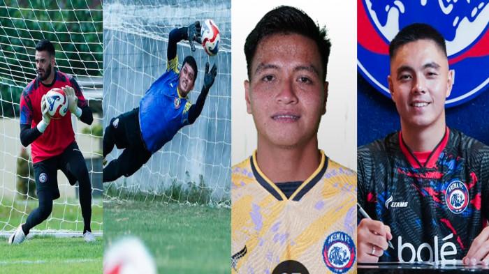 FOTO KOLASE - STOK KIPER - Empat penjaga gawang yang dimiliki Arema FC saat ini, Lucas Frigeri, Adi Satryo , Andrian Casvari dan Gianluca Pandeynuwu