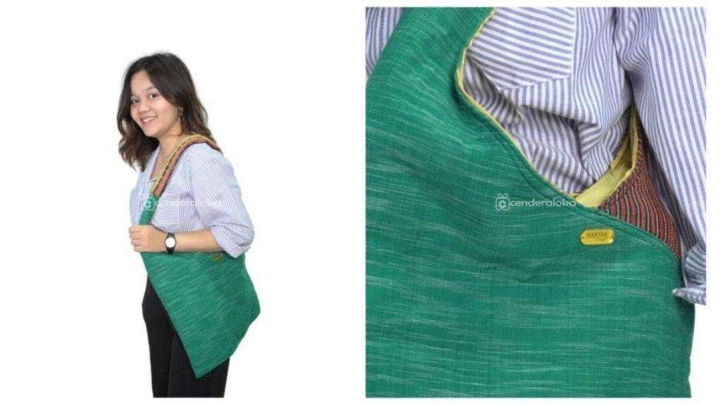Totebag Kombinasi Lurik Hijau