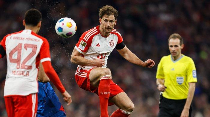 Aksi pemain Bayern Munchen Leon Goretzka saat melawan RB Leipzig di Allianz Arena dalam lanjutan pekan ke-23 Liga Jerman, Minggu (25/2/2024) dinihari WIB.