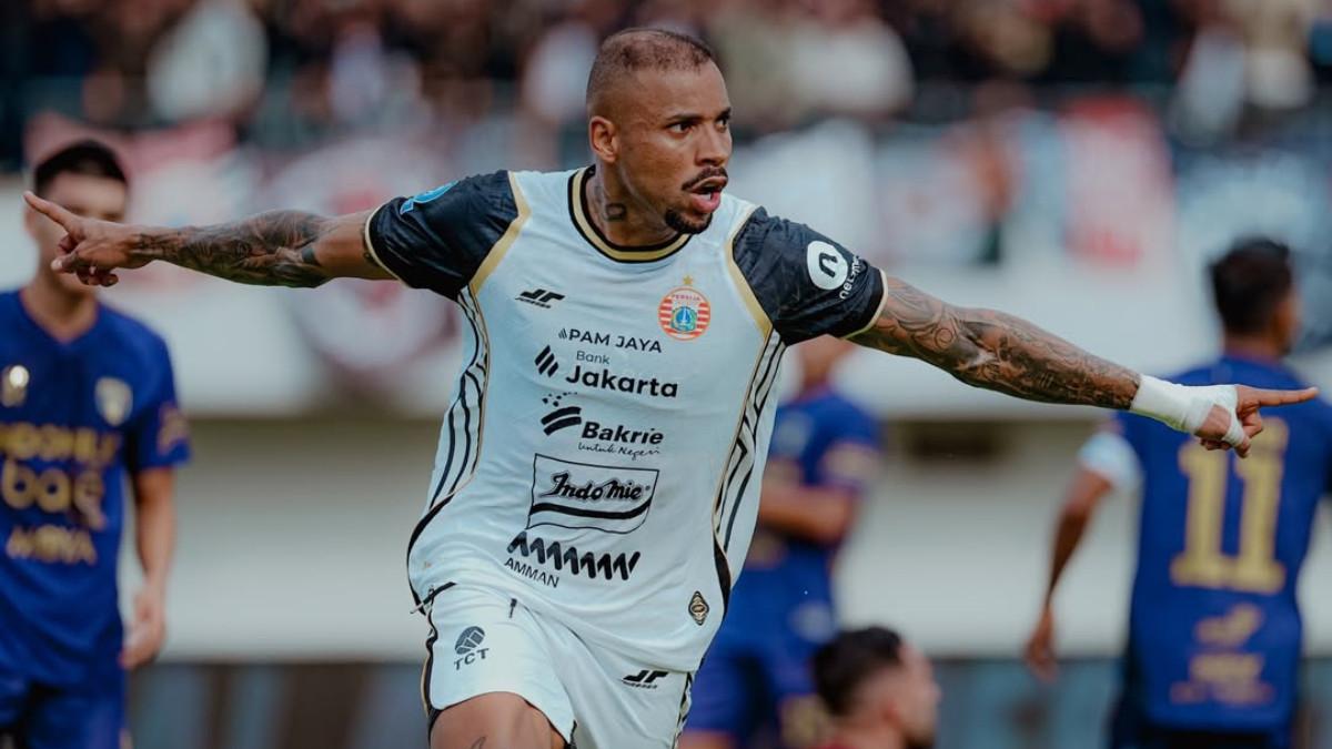 PERSITA TANGERANG VS PERSIJA JAKARTA - Selebrasi gol Gustavo Almeida di laga Persita Tangerang kontra Persija Jakarta di Stadion Indomilk Arena, Tangerang, Jumat (30/1/2026).