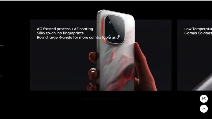 Desain iQOO 15 dengan AG frosted + AF coating sehingga tidak akan terlihat sidik jari yang menempel.