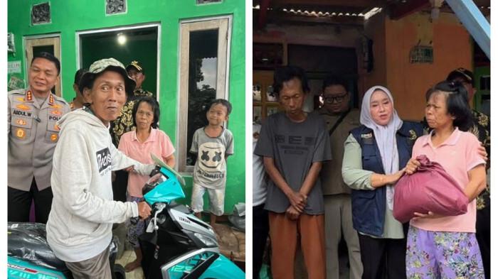 PEDAGANG ES GABUS - Suderajat (49), pedagang es gabus yang menerima motor dan modal usaha dari Polres Metro Depok. Kondisi kejiwaan Suderajat (49) dan istri diungkap Camat Bojonggede, Kabupaten Bogor, Tenny Ramdhani.