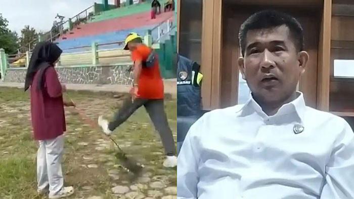 PELAKU - Tangkapan layar seorang pria bertopi tendang kucing di Lapangan Kridosono, Kabupaten Blora, Jawa Tengah. Kasat Reskrim Polres Blora, AKP Zaenul Arifin, saat ditemui di kantornya, Senin (2/2/2026).