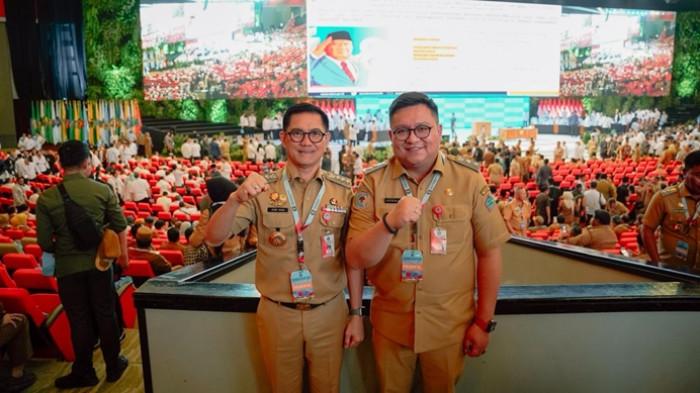 RAKORNAS - Bupati Minut Joune Ganda dan Wakil Bupati Kevin Lotulung ikut rakornas jajaran pemerintah di Sentul International Convention Center (SICC), Sentul, Jawa Barat Senin (2/2/2026). Pemda Minut siap elaborasi program presiden terkait percepatan asta cita.