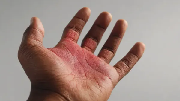 Mild burn marks on skin caused by hot liquid exposure