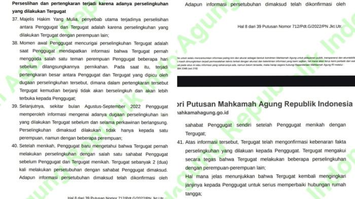 PUTUSAN CERAI REZA ARAP - Dokumen putusan cerai diduga milik Reza Arap bocor, mengungkap detail perselingkuhan hingga dugaan hubungan badan dengan sahabat Wendy Walters.