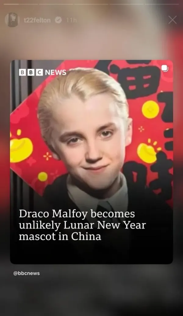 Draco Malfoy jadi maskon Tahun Baru Imlek