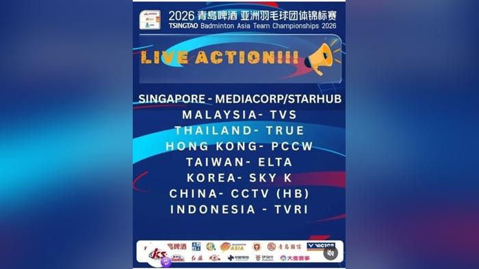 Live TVRI kejuaraan beregu Asia 2026