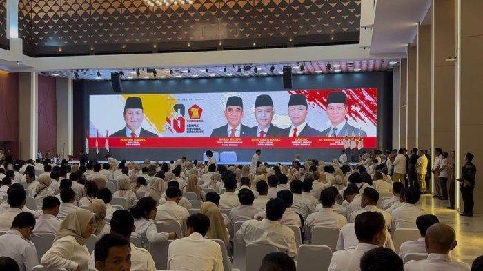 Suasana perayaan HUT Ke-18 Gerindra di Kompleks Parlemen, Jakarta, Jumat (6/2/2026).(KOMPAS.com/Tria Sutrisna)