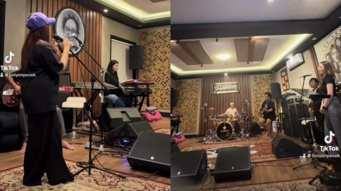 NYANYIKAN LAGU - Momen artis Boiyen bernyanyi lagu galau bersama rekan, dicapture Jumat (30/1/2026).