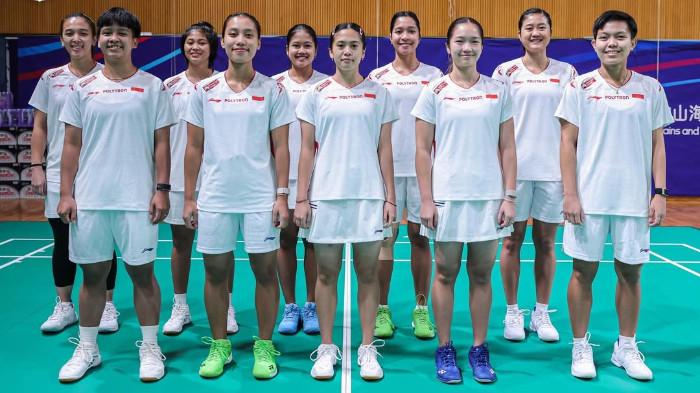 BEREGU PUTRI INDONESIA - Potret tim beregu putri Indonesia yang berlaga di Badminton Asia Team Championships 2026 (BATC) atau Kejuaraan Beregu Asia bertempat di Qingdao Conson Gymnasium, China.