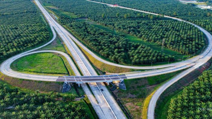 Ilustrasi jalan tol di Pulau Sumatera yang akan menghubungkan Jambi, Palembang, Lampung dan Pekanbaru Riau.