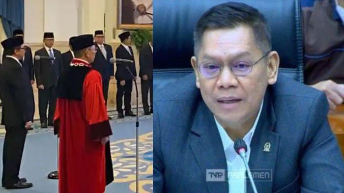 DILANTIK HAKIM MK - (kiri) Adies Kadir dan Judo Agung dilantik Presiden RI Prabowo Subianto di Istana Negara, Jakarta, Kamis (5/2/2026). (kanan) Adies Kadir saat menjabat Wakil Ketua DPR. Adies kini resmi dilantik menjadi Hakim MK.
