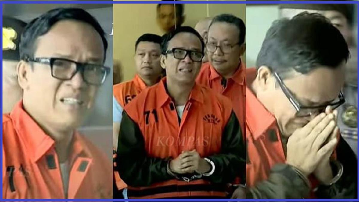 Inilah wajah penuh penyesalan Immanuel Ebenezer, tangan diborgol, berbaju tahanan KPK, air mata bercucuran tak terbendung membasahi pipi