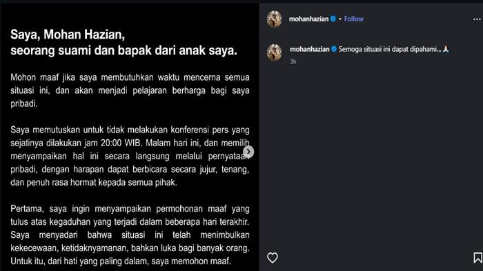 Postingan Mohan Hazian usai nama jadi trending di X d