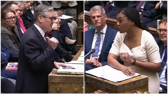 KEIR STARMER EPSTEIN - Perdana Menteri Inggris Keir Starmer (kiri) saat berdebat dengan Kemi Badenoch (kanan) selaku Pemimpin Partai Konservatif.