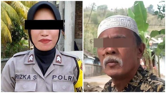 JADI TERSANGKA : (Kiri) Briptu Rizka yang jadi tersangka pembunuhan suaminya bernama Brigadir Esco. (Kanan) Amaq Saiun ayahnya Briptu Rizka yang jadi tersangka kasus pembunuhan Brigadir Esco sang menantu.