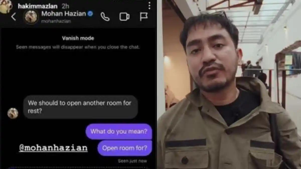 DUGAAN PELECEHAAN TERHADAP MODEL - Tangkapan layar DM (KIRI). Mohan Hazian (KANAN). Rayuan Mohan Hazian Ajak Model Malaysia Ngamar