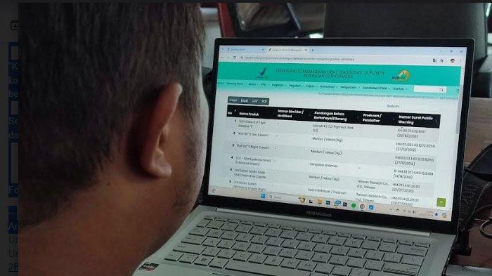 Laman BPOM yang menunjukkan database produk kosmetik berbahaya.