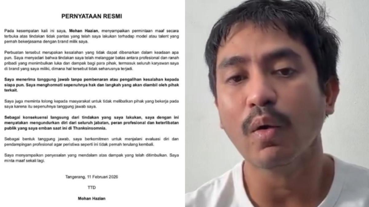 SKANDAL PELECEHAN SEKSUAL - Tulis surat terbuka berisi pernyataan resmi, Mohan Hazian akhirnya mengakui kesalahan telah melakukan pelecehan, mundur dari Thanksinsomnia.