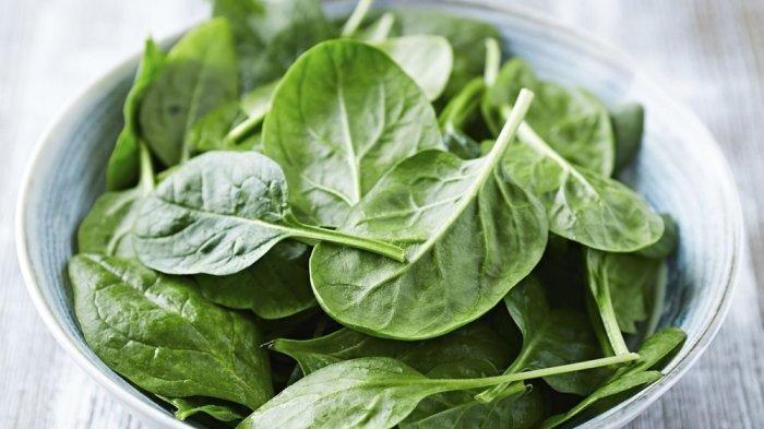 Sayur bayam memiliki kandungan zat besi yang tinggi.
