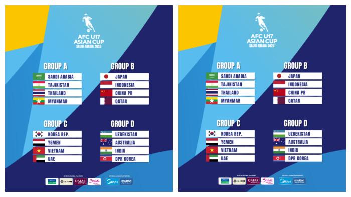 GRUP NERAKA - Timnas U17 Indonesia tergabung di grup neraka bersama Jepang, China, dan Qatar pada Piala Asia U17 2026 yang mulai bergulir 5 Mei di Arab Saudi. Berada di grup B, Jepang adalah pemilik gelar juara terbanyak dalam sejarah Piala Asia U17.