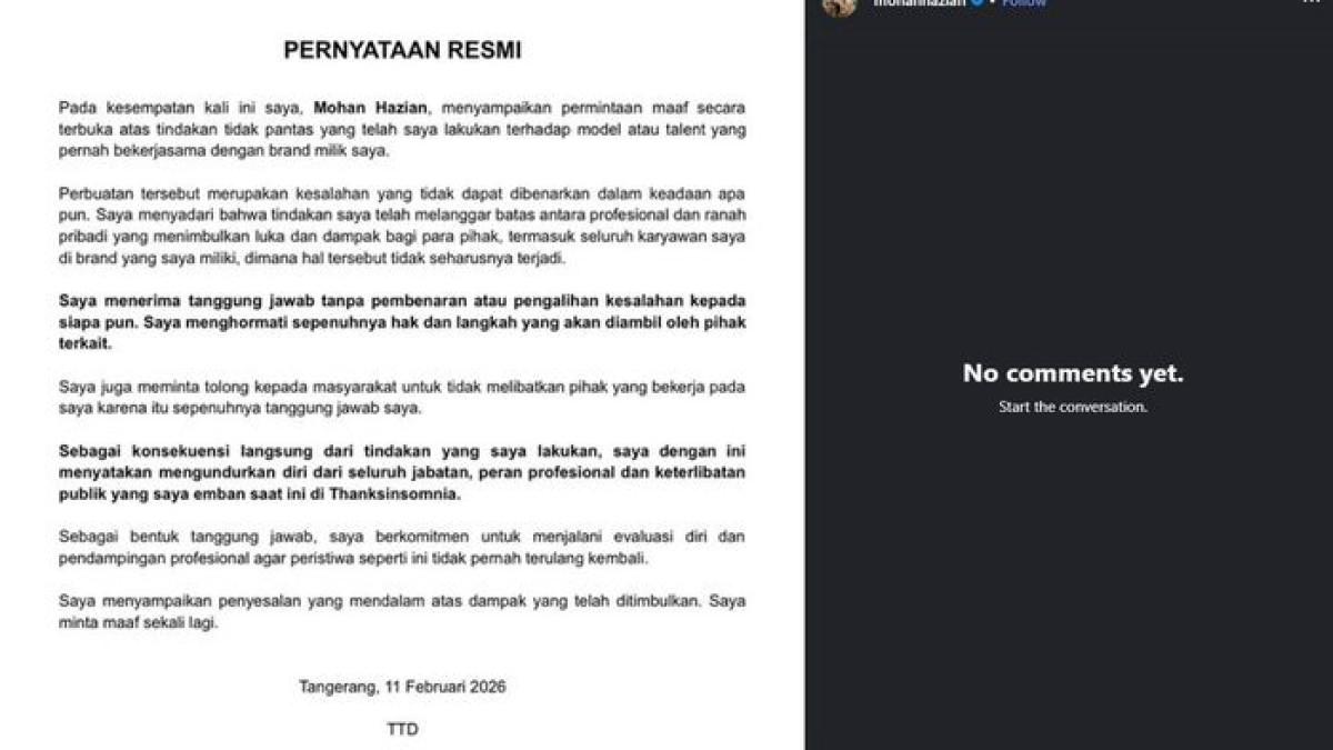 PELECEHAN SELEBRITI - Permintaan maaf Mohan Hazian atas dugaan pelecehan seksual.