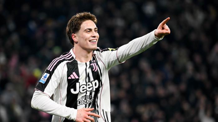 TEBAR ANCAMAN - Selebrasi pemain Juventus, Kenan Yildiz di Liga Italia Serie A pada musim 2025/2026. Wonderkid asal Turki ini siap tebar ancaman menjelang Derby d Italia melawan Inter Milan, Minggu (15/2/2026).