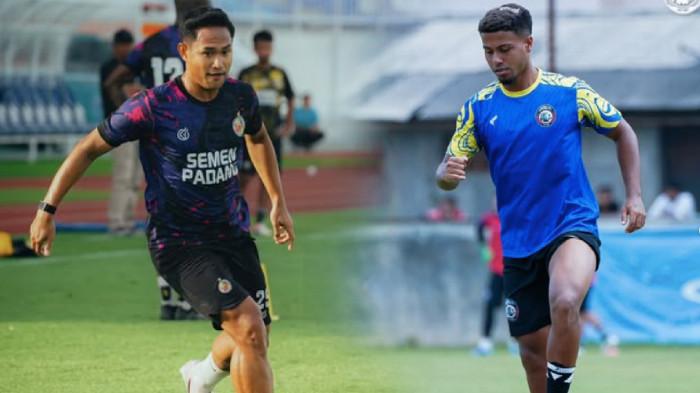 PREDIKSI AREMA FC - Penyerang Arema FC, Gabriel Silva (KANAN) ketika sesi latihan Pakis, Malang Jawa Timur diunggah pada Sabtu, (14/2/2026). Pemain Semen Padang (KIRI) berlatih di Stadion Kanjuruhan, Kabupaten Malang diunggah pada Sabtu. Arema FC bersiap menjamu Semen Padang dalam lanjutan kompetisi Super League 2025/2026 di Stadion Kanjuruhan, Minggu (15/2/2026).