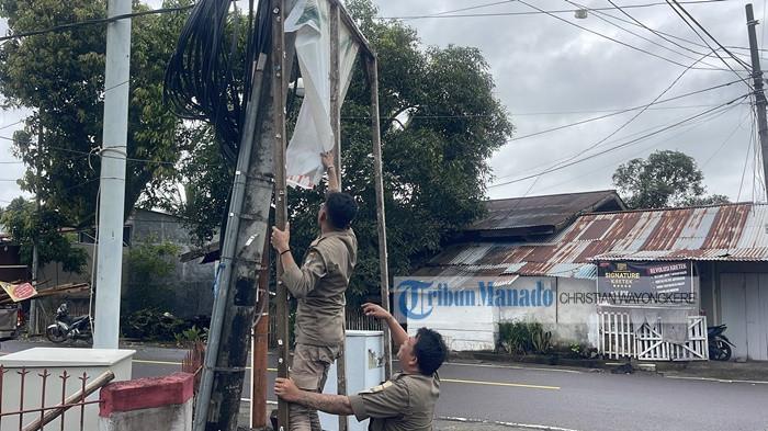 PENERTIBAN - Satpol PP Minut saat lakukan penertiban, Rabu 18 Februari 2026. Pemkab Minut ejah wantakan program JG-KWL dukung Gerakan Indonesia Asri.