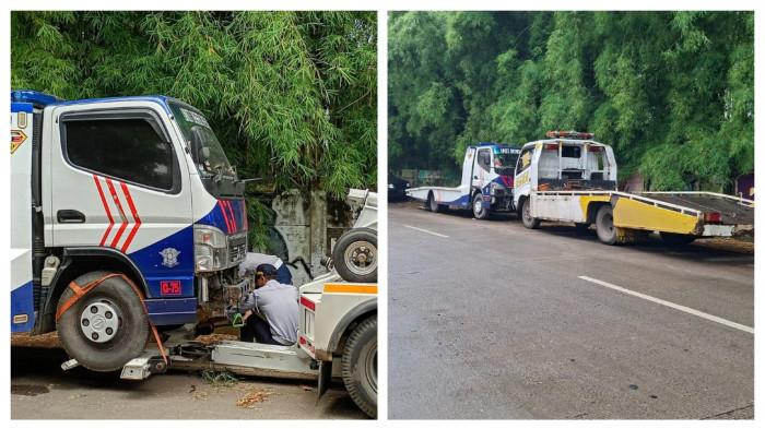 PARKIR LIAR - Suku Dinas Perhubungan Jakarta Barat menertibkan kendaraan towing yang parkir di badan Jalan H. Lebar, Meruya Selatan, Kembangan, Jakarta Barat, Rabu (18/2/2026)(Dokumentasi: Sudinhub Jakarta Barat)