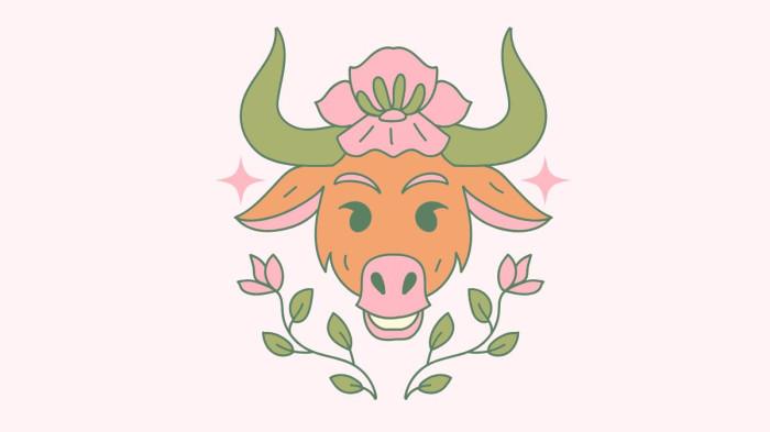 ILUSTRASI ZODIAK TAURUS - Lambang zodiak Taurus yang dibuat di Canva pada Senin (25/8/2025).