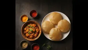 Sweet and spicy pumpkin curry served hot with roti or paratha on a plate