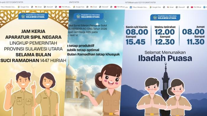 JAM KERJA: Surat edaran Pemprov Sulut soal jam kerja ASN selama Ramadan 2026. Jumat paling singkat