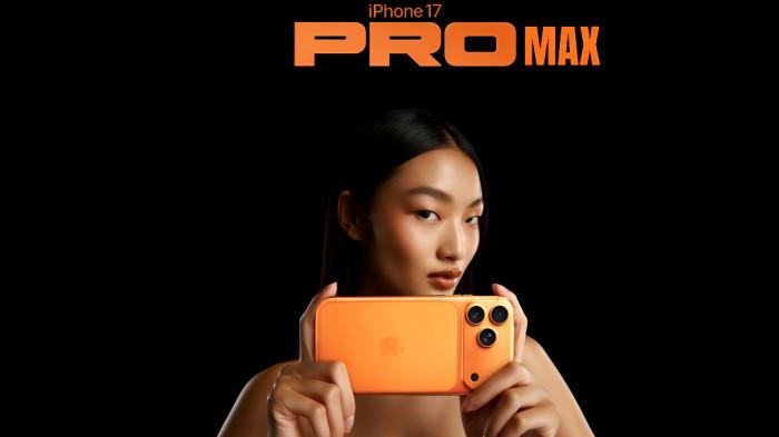 MODEL- Seorang model berfoto sambil memegang produk Apple iPhone 17 Pro.