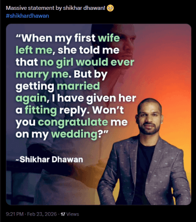 'When my wife left, she said no girl will marry you': Shikhar Dhawan slams viral misquotes after his seocnd marriage with Sophie