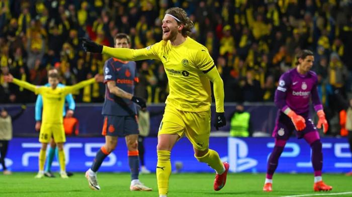 SELEBRASI - Penyerang Bodo/Glimt, Kasper WaartsHoegh melakukan selebrasi saat melawan Inter Milan pada pertandingan play-off babak 16 besar Liga Champions, Kamis (19/2/2026). Bodo/Glimt menang 3-1.