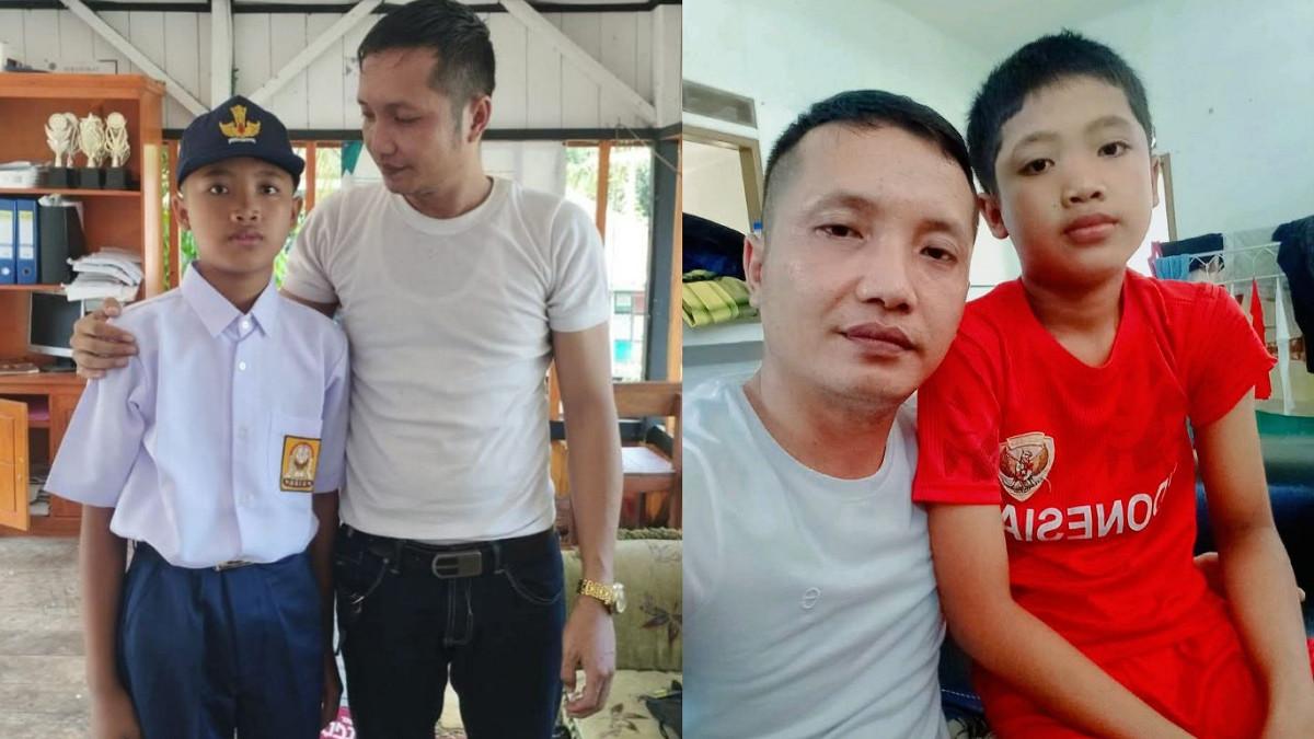 KASUS NIZAM SYAFEI - Kolase potret Nizam Syafei bersama sang ayah. Ayah curhat pilu setelah Nizam meninggal disiksa ibu tiri