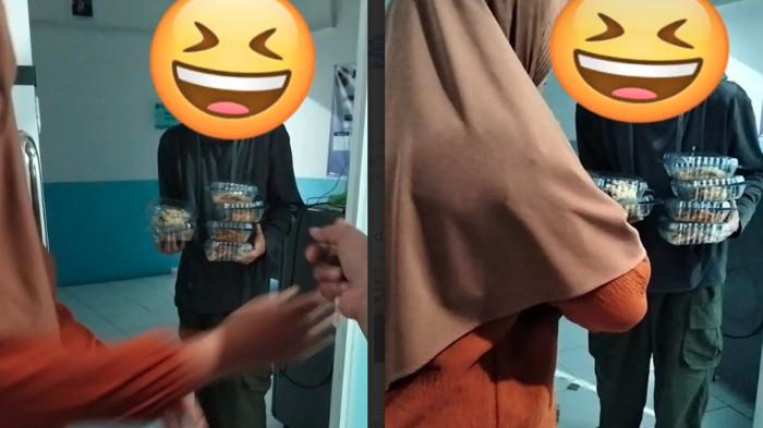 KEMBALIKAN MENU MBG. Tangkap layar video viral ibu - ibu wali murid mengembalikan menu mbg kepada petugas SPPG  di Lamongan, Jawa Timur