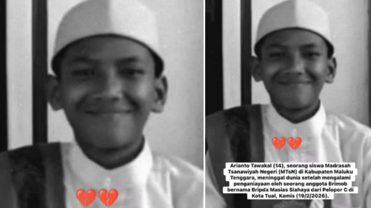 SISWA DIANIAYA BRIMOB - Arianto Tawakal siswa korban penganiayaan anggota Brimob Polda Maluku hingga tewas, Kamis (19/2/2026).