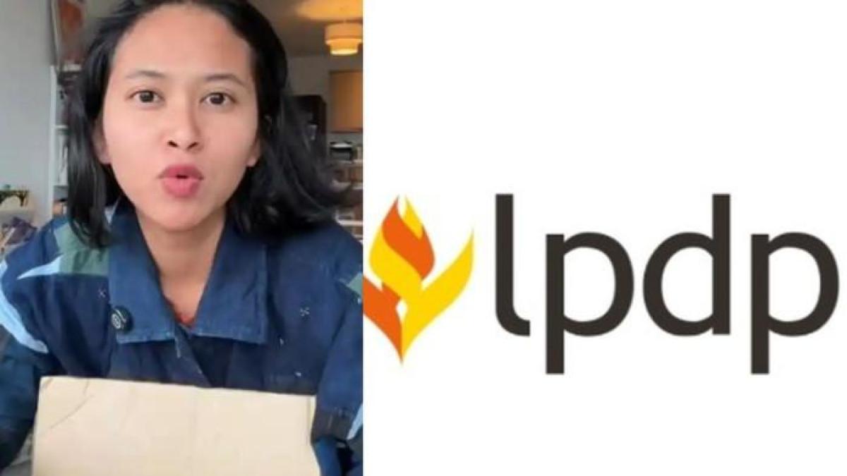 VIRAL PENERIMA LPDP - Tangkap layar video Dwi Sasetyaningtyas (kiri) yang menyebut tak ingin anaknya jadi WNI (kanan) Logo beasiswa LPDP.