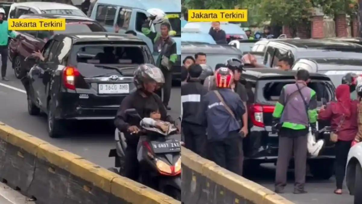 SASARAN AMUKAN MASSA - Sebuah mobil minibus menjadi sasaran amukan massa usai diduga melaju ugal-ugalan dan melawan arah di Jalan Gunung Sahari, Sawah Besar, Jakarta Pusat, Rabu (25/2/2026) sore.