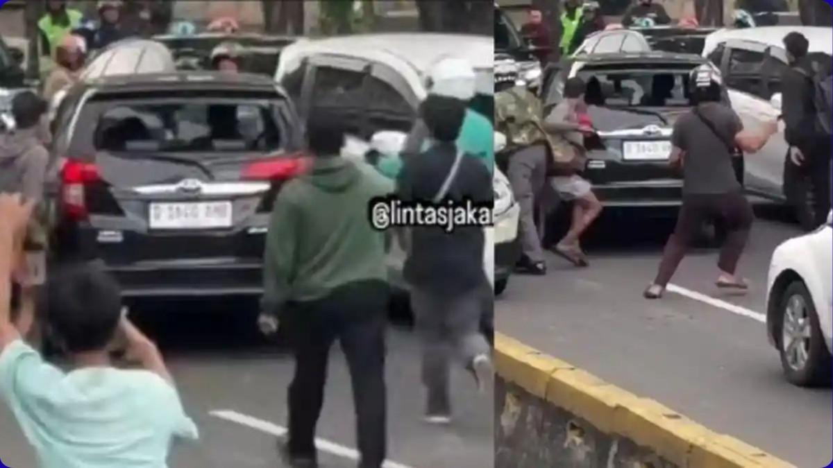 LAWAN ARUS - Sebuah mobil minibus menjadi sasaran amukan massa usai diduga melaju ugal-ugalan dan melawan arah di Jalan Gunung Sahari, Sawah Besar, Jakarta Pusat, Rabu (25/2/2026) sore. Pengemudi tersebut ternyata merupakan warga Sidoarjo, Jawa Timur.