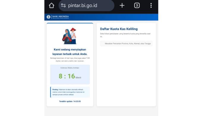 PENUKARAN UANG BARU - Dokumentasi pribadi, diunggah pada Senin (23/2/2026), memperlihatkan halaman pemesanan penukaran uang baru BI 2026.